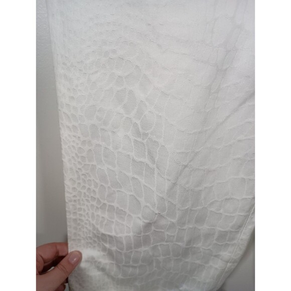 Susan Graver Style White Snakeskin Cotton Wide Leg Cropped Pants Size Medium - Picture 2 of 7